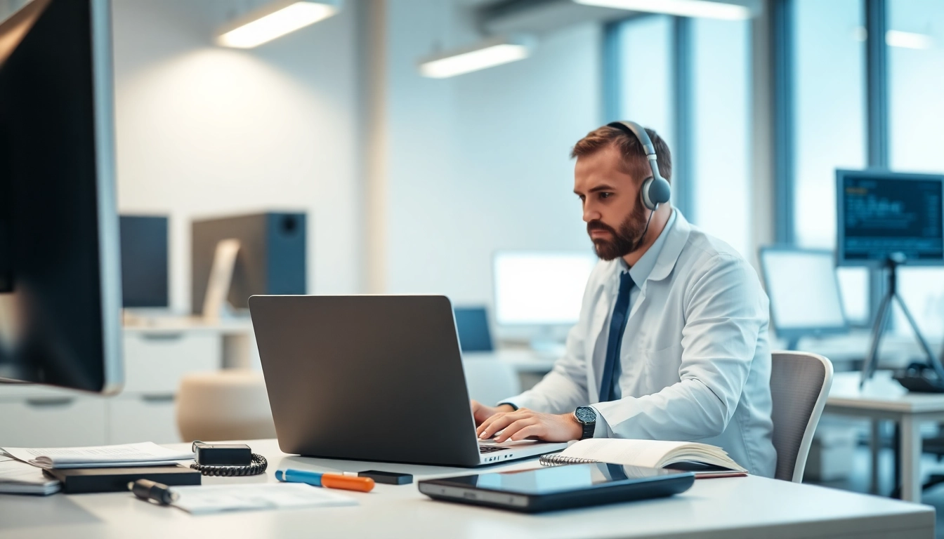 Providing computer help with a technician at work, showcasing troubleshooting and support services.
