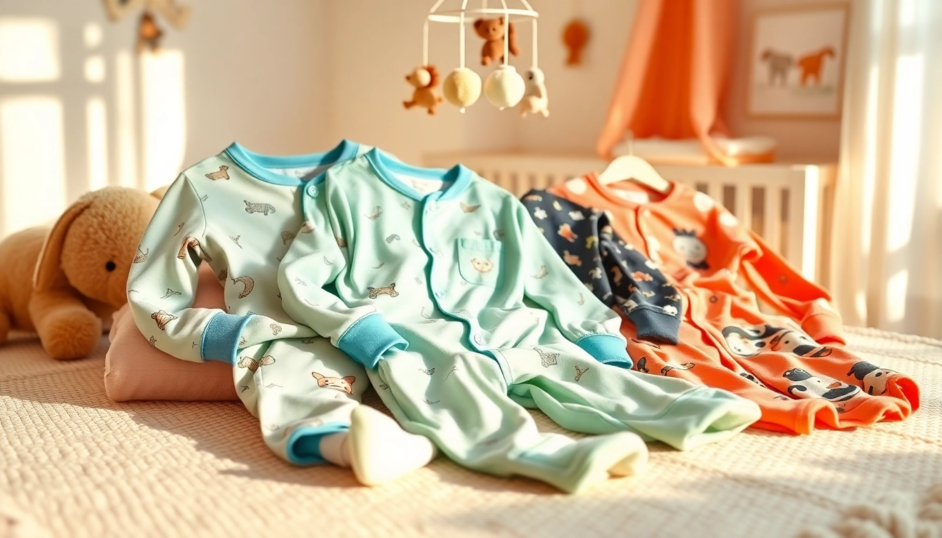 Comfy bamboo kids pajamas arranged attractively on a nursery background, emphasizing softness and playfulness.