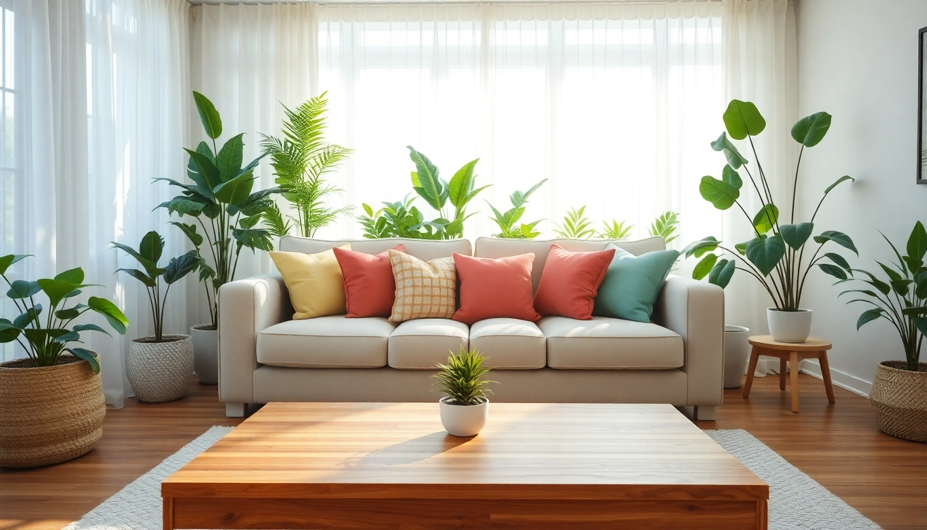 Fijn voor thuis: sfeervol interieur met comfortabele meubels en planten in de woonkamer.