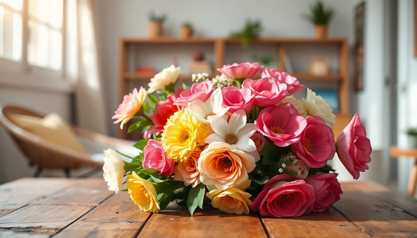 Create a stunning bouquet for Flower Delivery Doreen, showcasing vibrant blooms in a rustic setting.