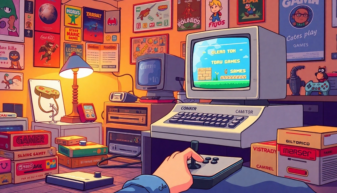 Engage and play dos games on a retro computer setup with nostalgic decor.
