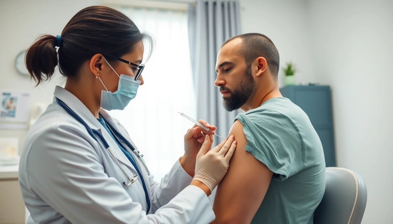 Patient receiving weight loss shots in a professional healthcare setting.