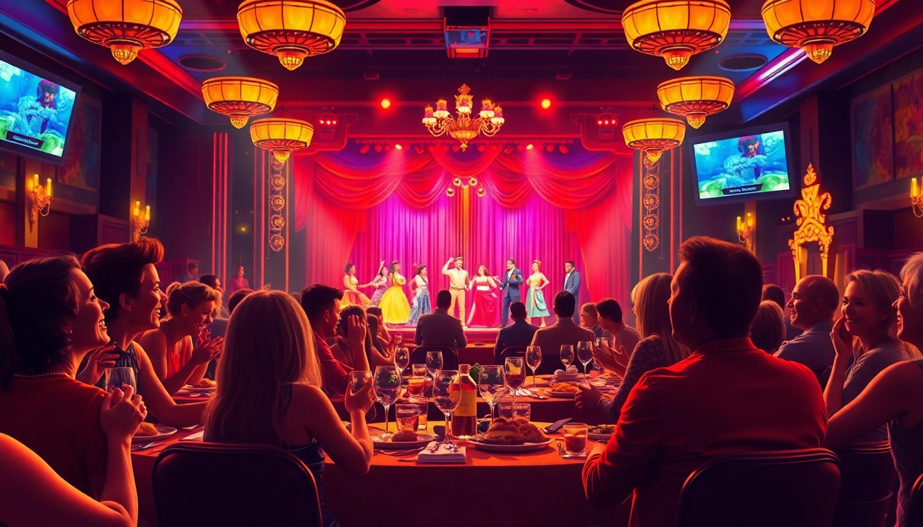 Experience dinner theater in las vegas with an energetic live performance and happy audience.