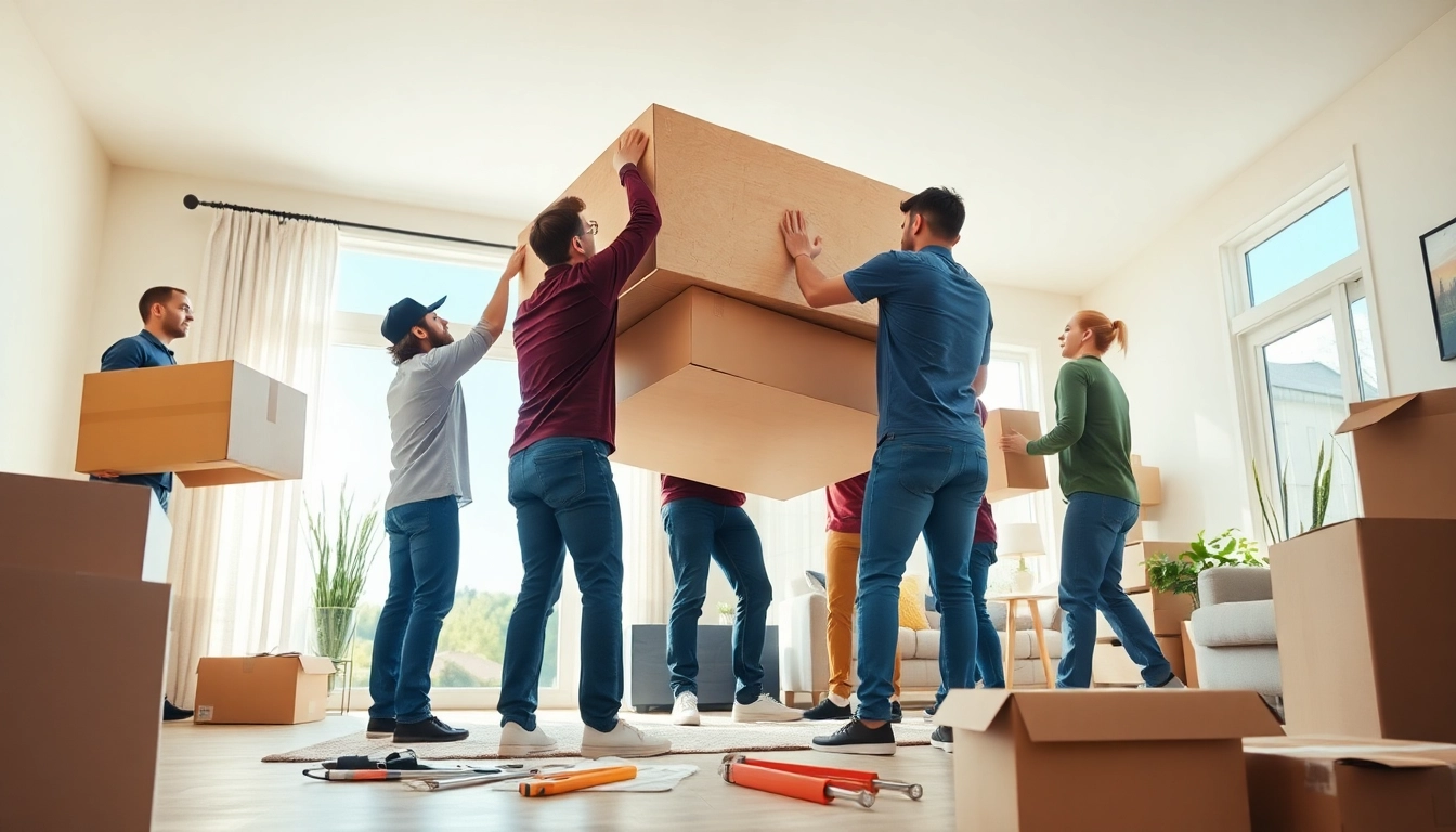 Skilled movers calgary efficiently relocating items in a bright residential setting.