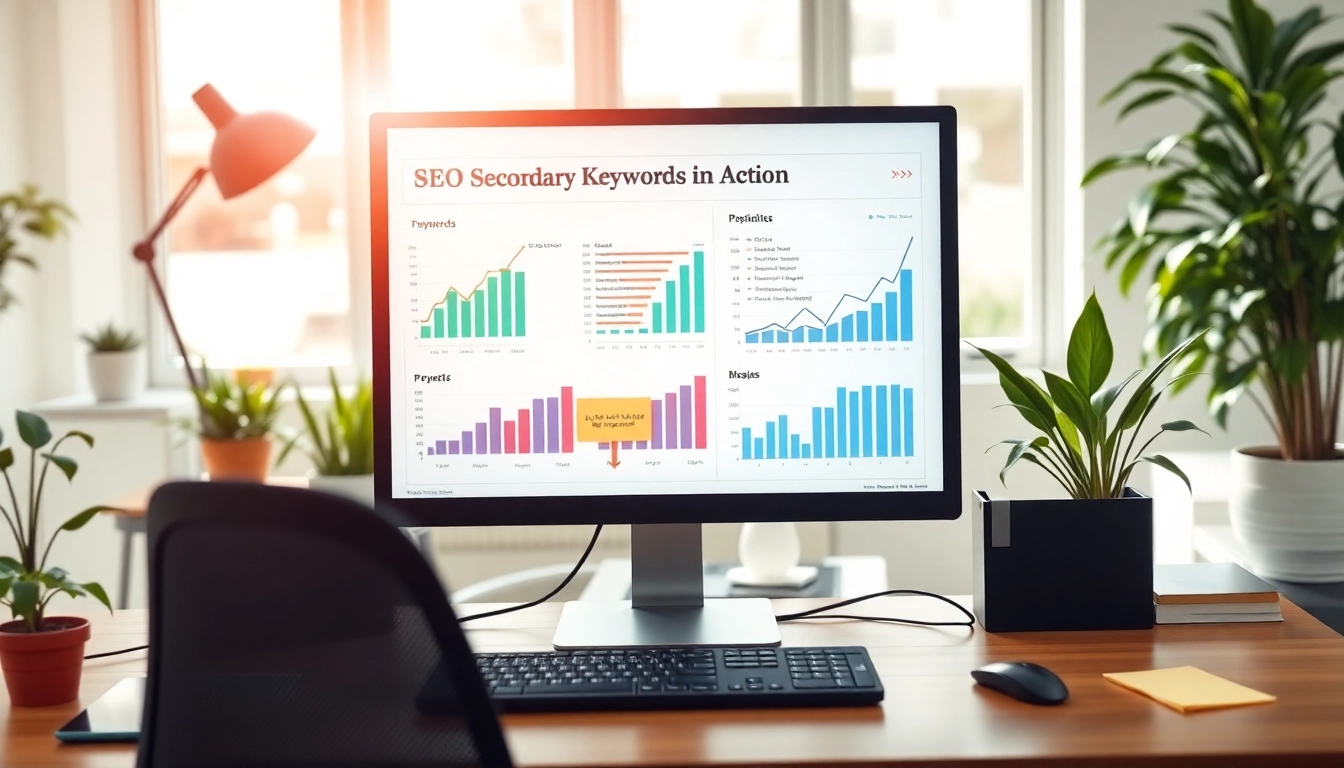Optimize SEO strategy with Secondary Keywords displayed on a computer screen in a bright office setting.