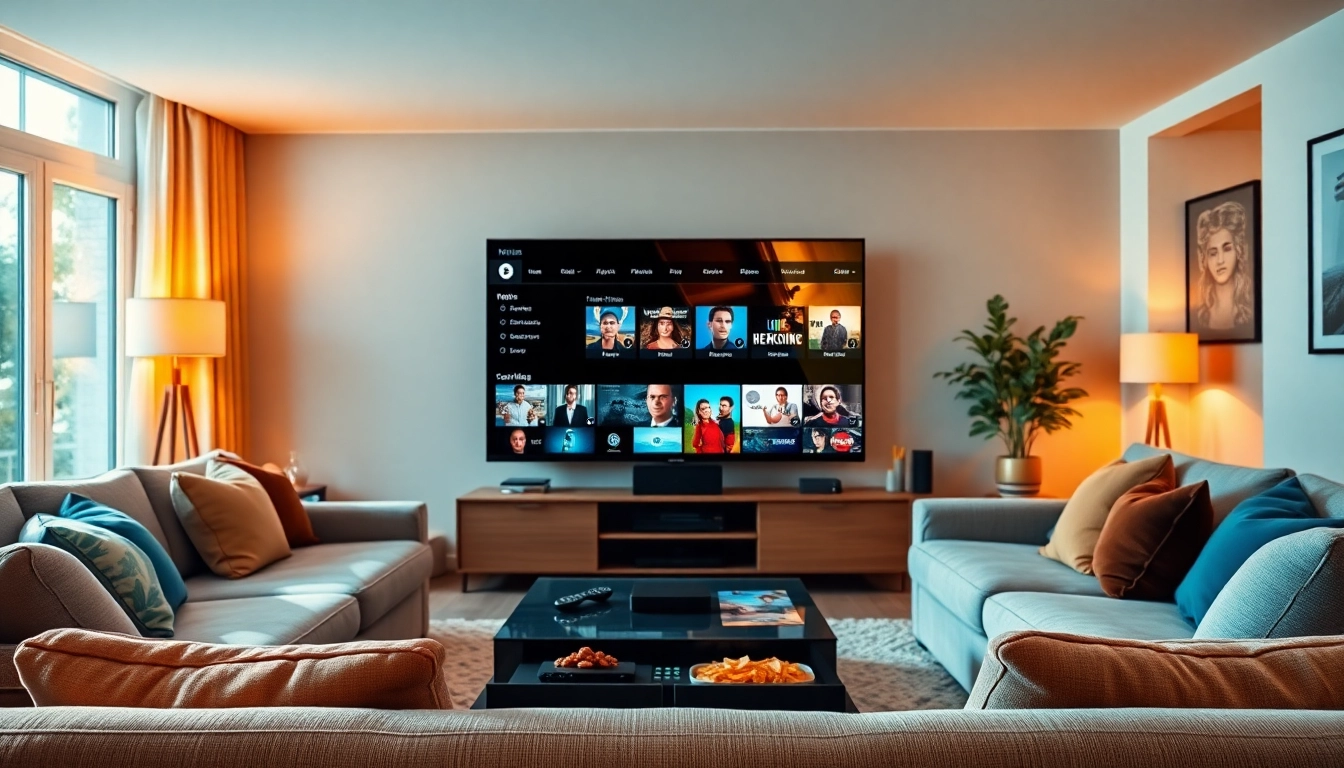 Comprar IPTV en un acogedor salón moderno con un televisor elegante.