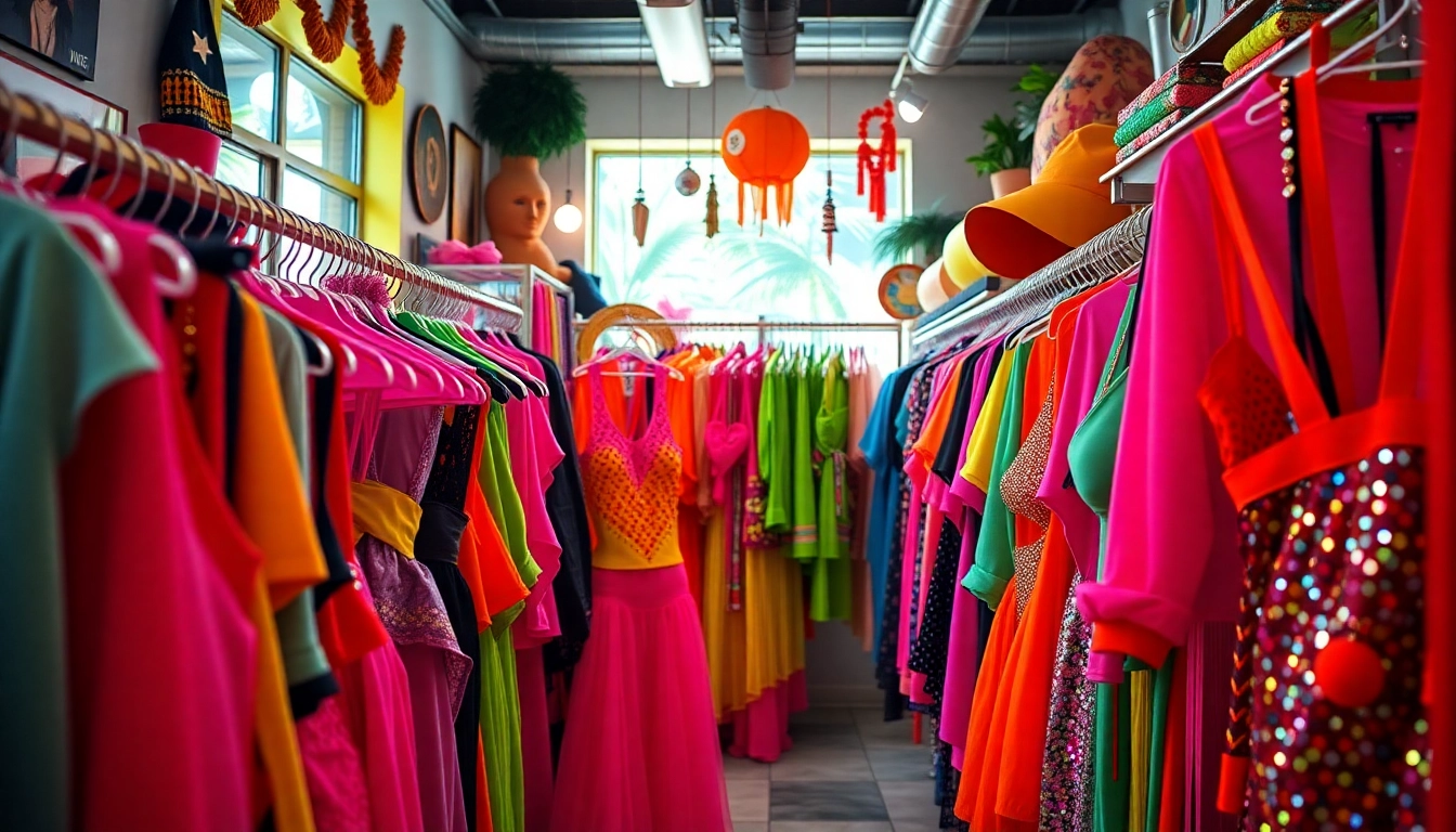 Shop at a vibrant rave store Miami offering colorful outfits and festival accessories.