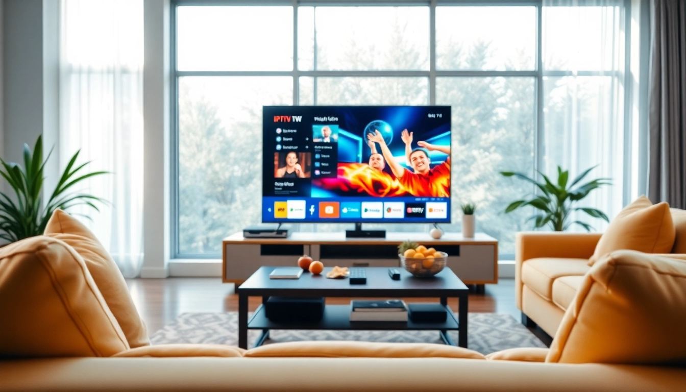 Regardez Code iptv sur un téléviseur moderne dans un salon confortable.