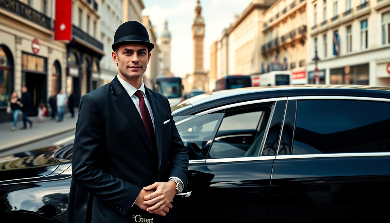Experience premium chauffeur service london with a professional driver next to a luxury car in London.