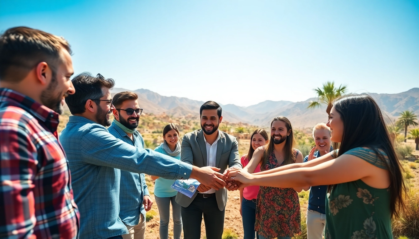 Des activités de team building maroc illustrant la cohésion d'équipe dans un cadre naturel vivant.