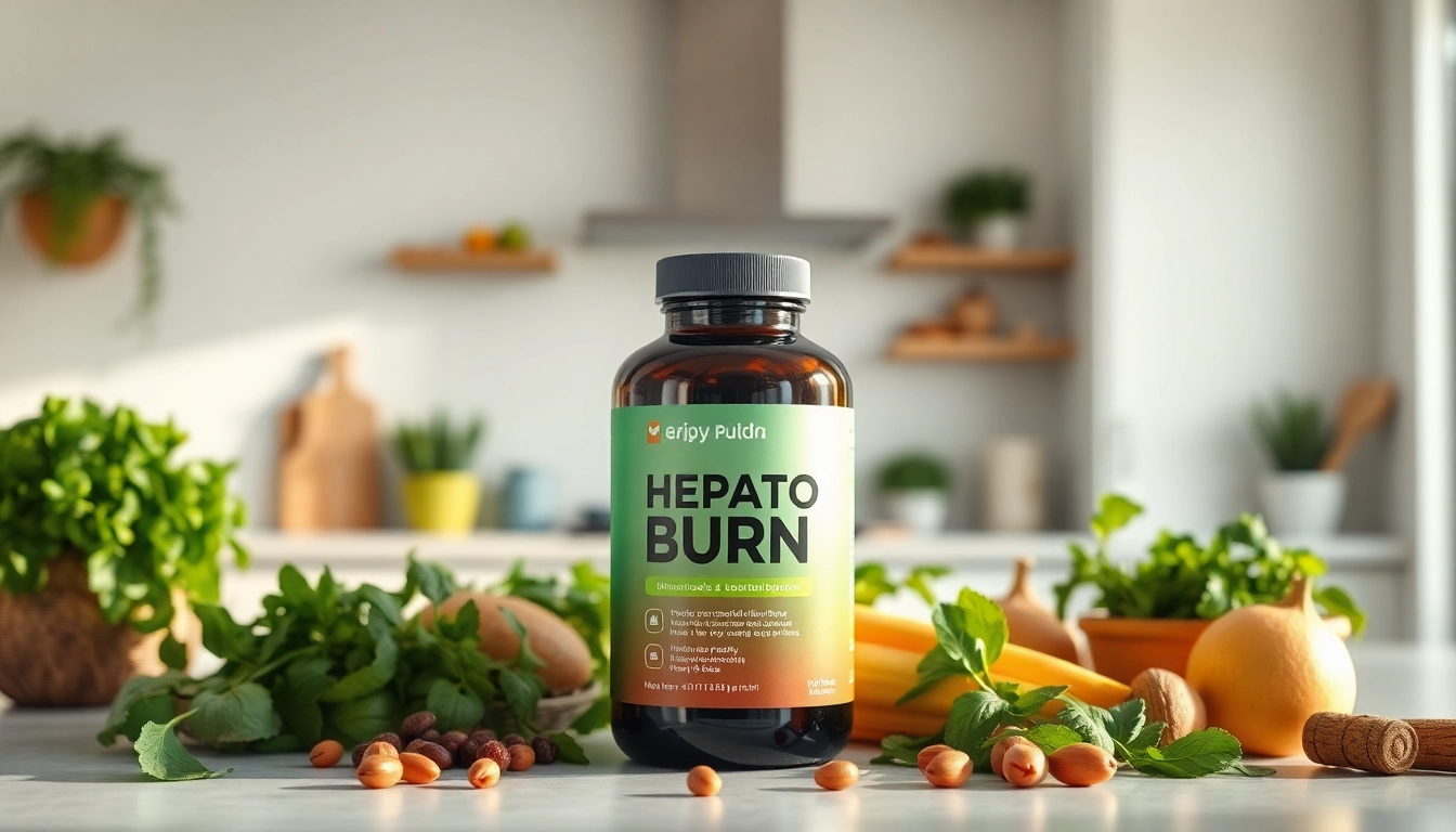 Reviewing the hepato burn supplement bottle alongside fresh ingredients for healthy living.