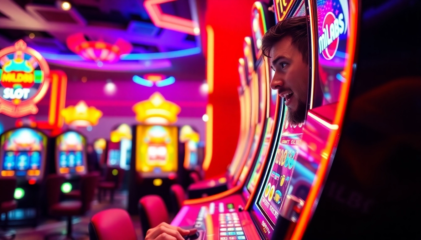 Permainan menarik di mesin slot mild88 slot dengan suasana kasino yang energik dan cerah.