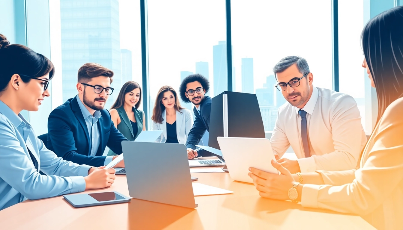 Enhance your Law Firm Marketing with a professional legal team collaborating in a modern office.