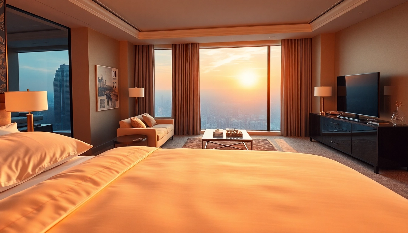 Descubre lujo12 en un elegante hotel con decoración moderna y vista panorámica de la ciudad.