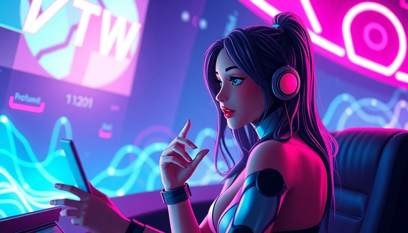 Engage in stimulating NSFW AI chat with a vibrant and playful AI character in a digital landscape.