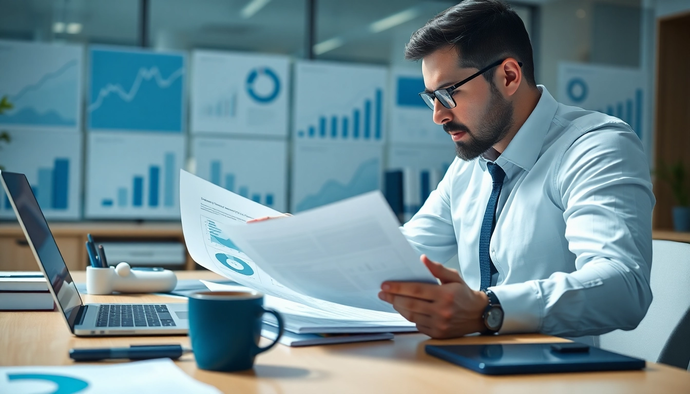 Accountants near me helping clients with financial documents and planning in a modern office.